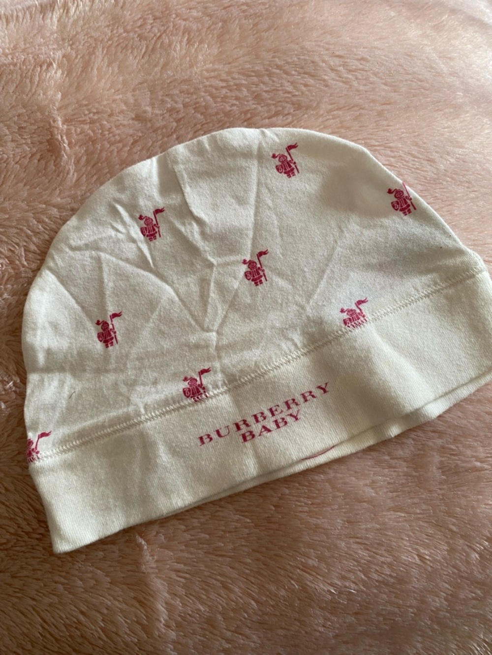 Burberry Baby Cream and pink Beanie